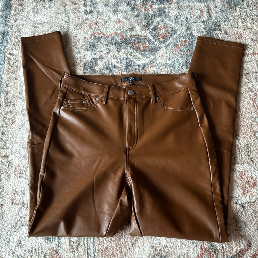 7 For All Mankind Brown Leather Pants